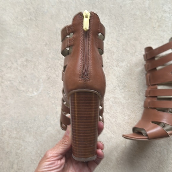 Sam Edelman strappy chestnut leather gladiator heeled sandal 9 1/2 Yazmine - Picture 3 of 8